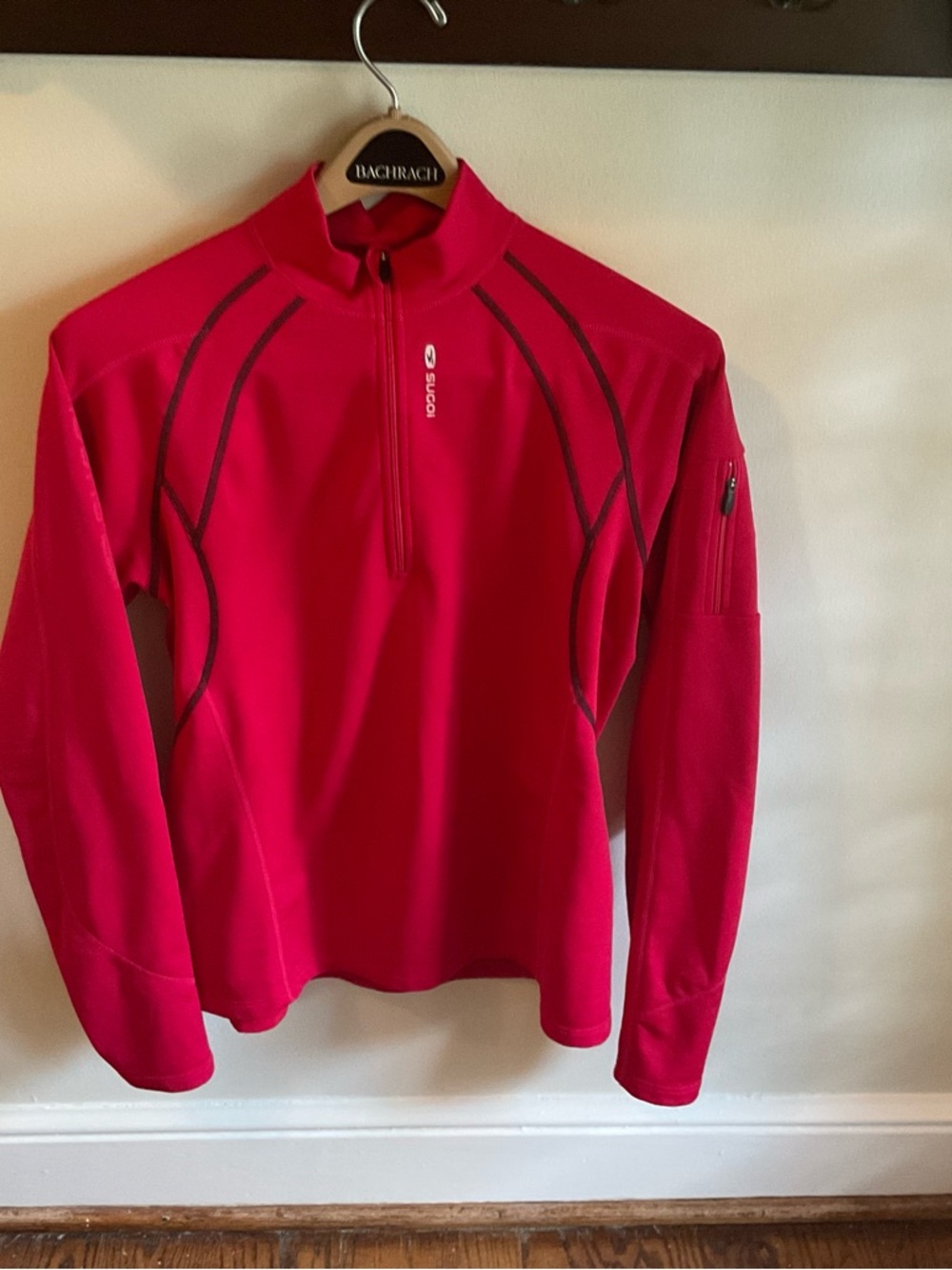 Sugoi Women’s Thermal Half Zip Running Top Red Pink Long Sleeve Base Layer L